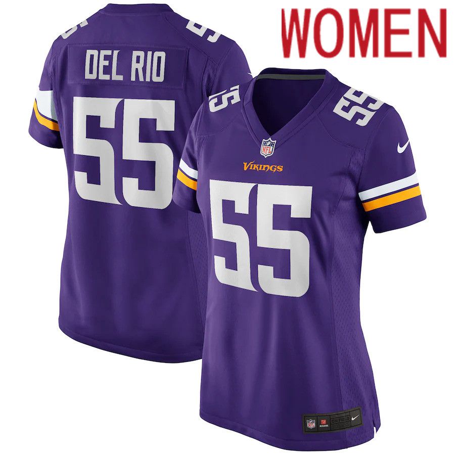 Women Minnesota Vikings #55 Jack Del Rio Nike Purple Game Retired Player NFL Jersey->women nfl jersey->Women Jersey